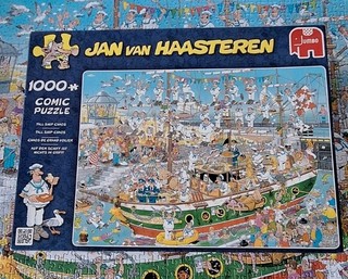 Jan Van Haasteren 'Tall Ship Chaos' 1000 Piece Jigsaw COMPLETE Good Condition