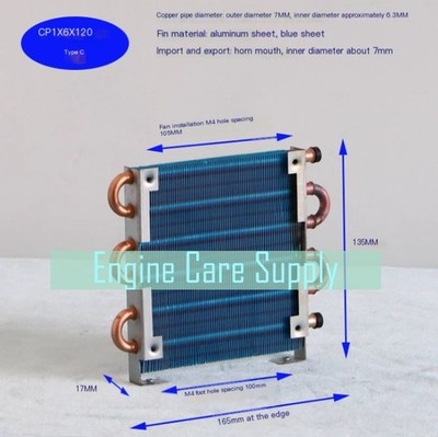 1PC CP1X6X120 Mini Condenser Radiator Copper Tube Fin Evaporator