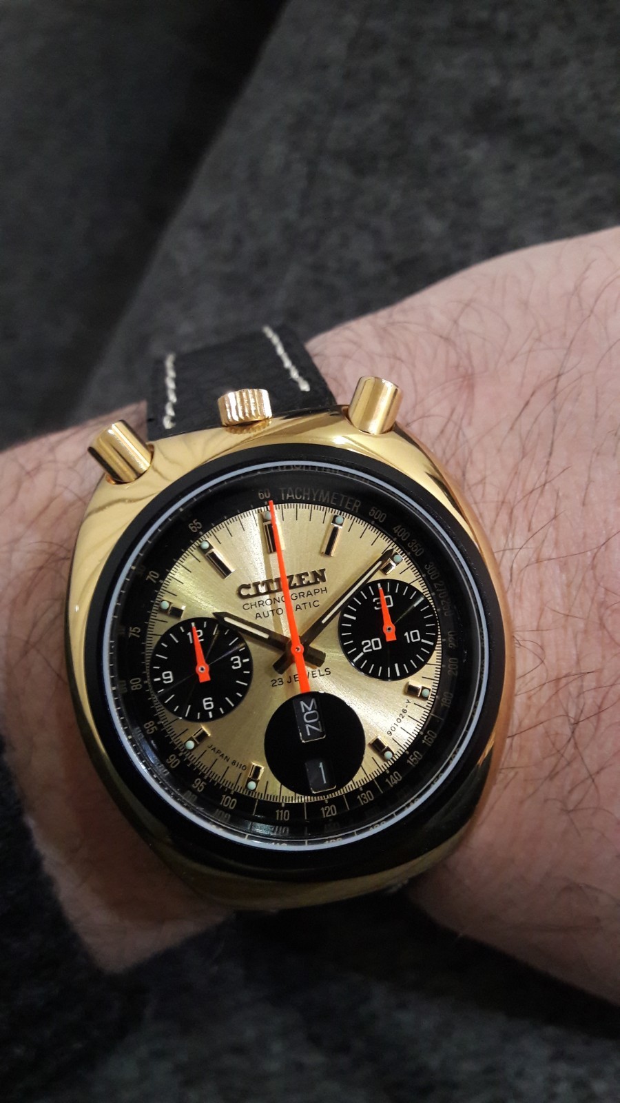 Citizen Bullhead Automatic Chronograph And Flyback 67-9020 Brad Pitt 1977 