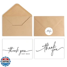 SPIRITDUST 52-pack Thank You Cards Bulk with Kraft Envelopes and Matching Sti
