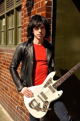 Portrait of musician Barrie Cadogan with his custom electric Phill- Old Photo 1