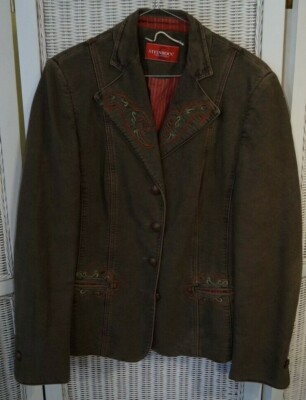 STEINBOCK Women's Jacket Cotton Size 12 Brown Blazer
