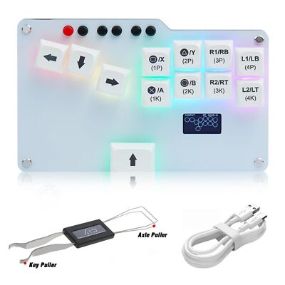 Gaming Keypad, Mini Gamepad Arcade Stick Controller Street Fight  RGB & TURBO
