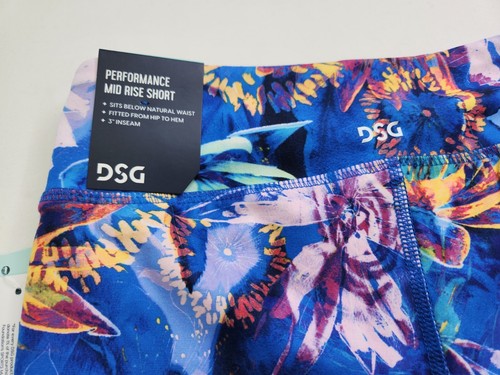 DSG Girls Jungle Floral Blue 3" Performance Mid Rise Shorts Size M 10-12 CUTE - Picture 5 of 5