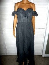 Beautiful JJ's House size 8 steel gray ruffle off shoulder long gown dress NWT
