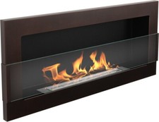 BIO CAMINO con vetro 90 cm a bioetanolo MARONE da parete. FIAMMA REGOLABILE