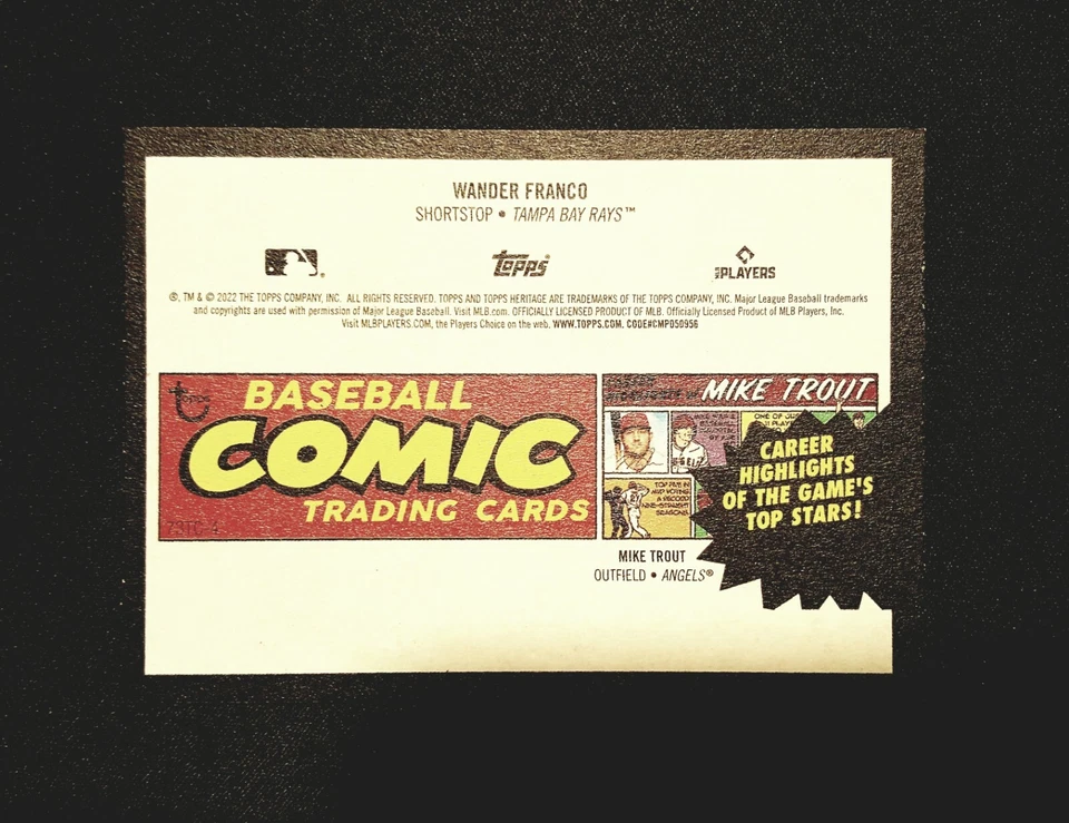 2022 Topps Heritage Wander Franco Career Highlights Comic Card 73TC-4 ROOKIE RC - Image 2 of 2