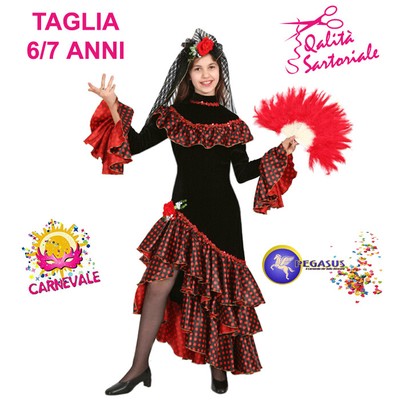 COSTUME VESTITO DI CARNEVALE BAMBINA SPAGNOLA 6/7 ANNI PEGASUS 1533 | eBay