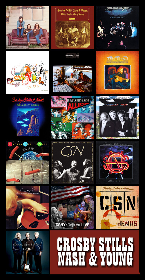 CROSBY, STILLS, NASH & YOUNG album cover discography magnet (3.5