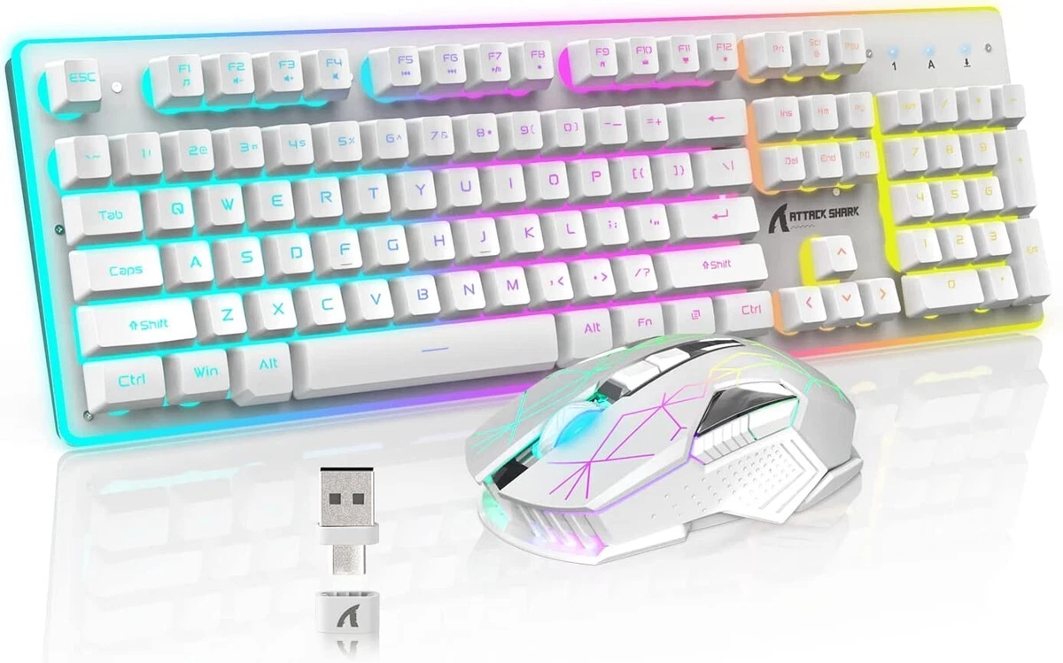 Combo clavier et souris de jeu sans fil, clavier rétroéclairé arc-en-c