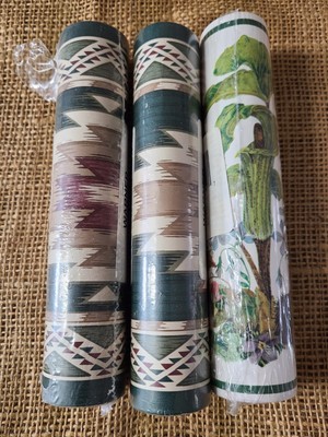 3 rolls VTG  NOS 7'' inch wide wallpaper borders 2 Southwest, 1 woodland Critters