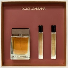 Dolce & Gabbana the One Fragrance 3 Piece Gift Set 3.3 oz / 100mL & 2 Travel NEW