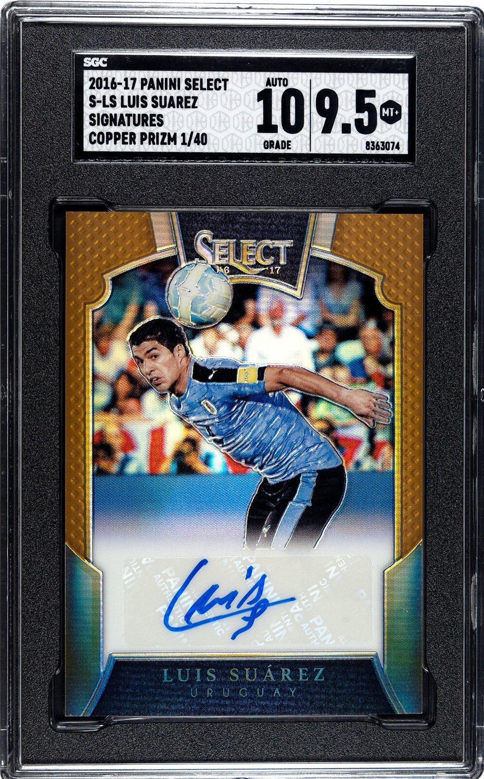 2016-17 Panini Select Copper Prizm LUIS SUAREZ AUTO 1/40 SP SGC 9.5/10