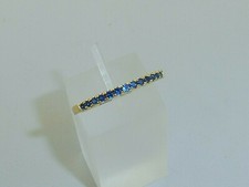 Ladies 9 Carat Yellow Gold 925 Solid Silver 14 Stone Sapphire Half Eternity Ring