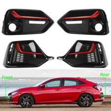 Front Rear Bumper Fog Light Garnish Covers For Honda Civic Hatchback 2017-2021