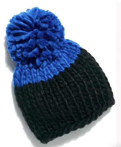Colorblock Pom Pom Beanie Hat 
