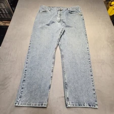 Wrangler Jeans Mens 40x30 Blue Denim Straight Leg Distressed