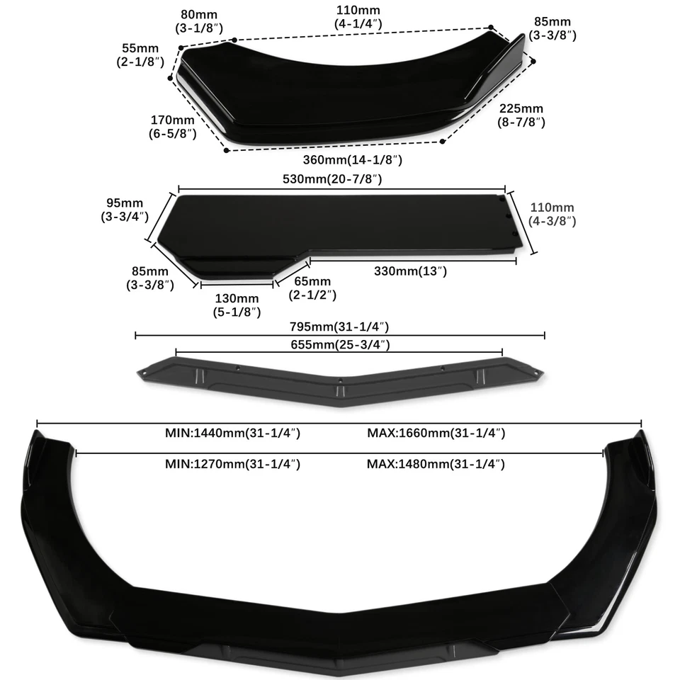 Kit divisor alerón labial parachoques delantero para Mazda 3 5 6 + extensiones faldones laterales Foto 3 de 4
