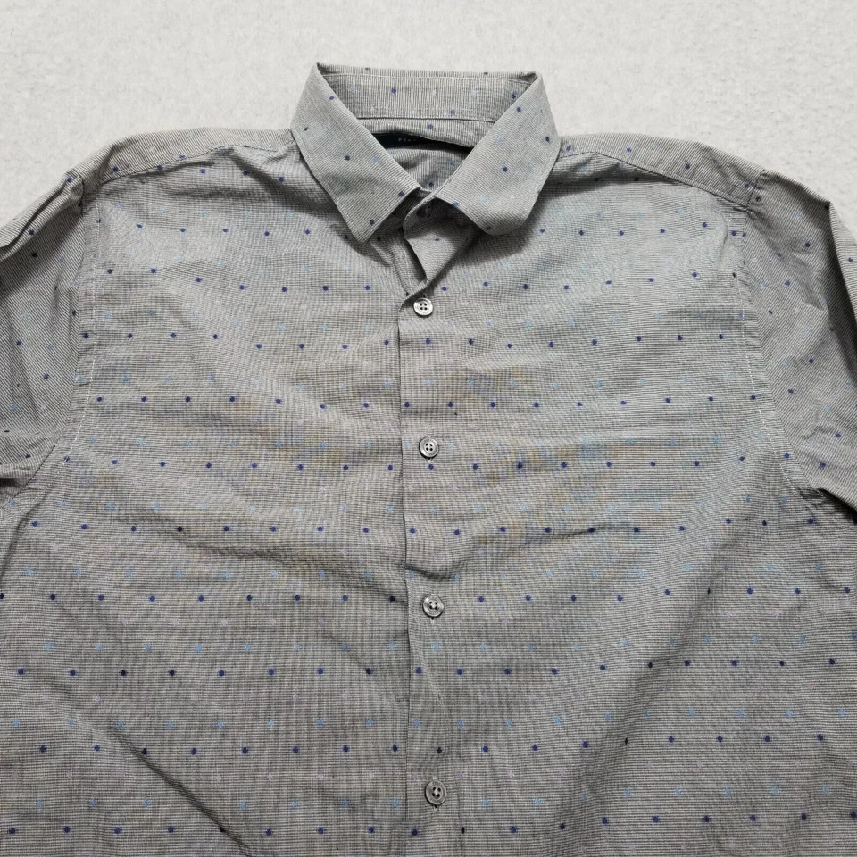 Perry Ellis Shirt Mens Small Gray Polka Dot Button Up Long Sleeve Casual - Image 4 of 4