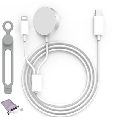 27W 2 in 1 USB-C to 8 Pin Magnetic Charger Cable for iPhone, Apple Watch, PD ...