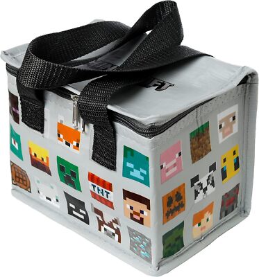Puckator Cool Lunch Bag with Minecraft Faces Design Made Out of Recycled Plastic