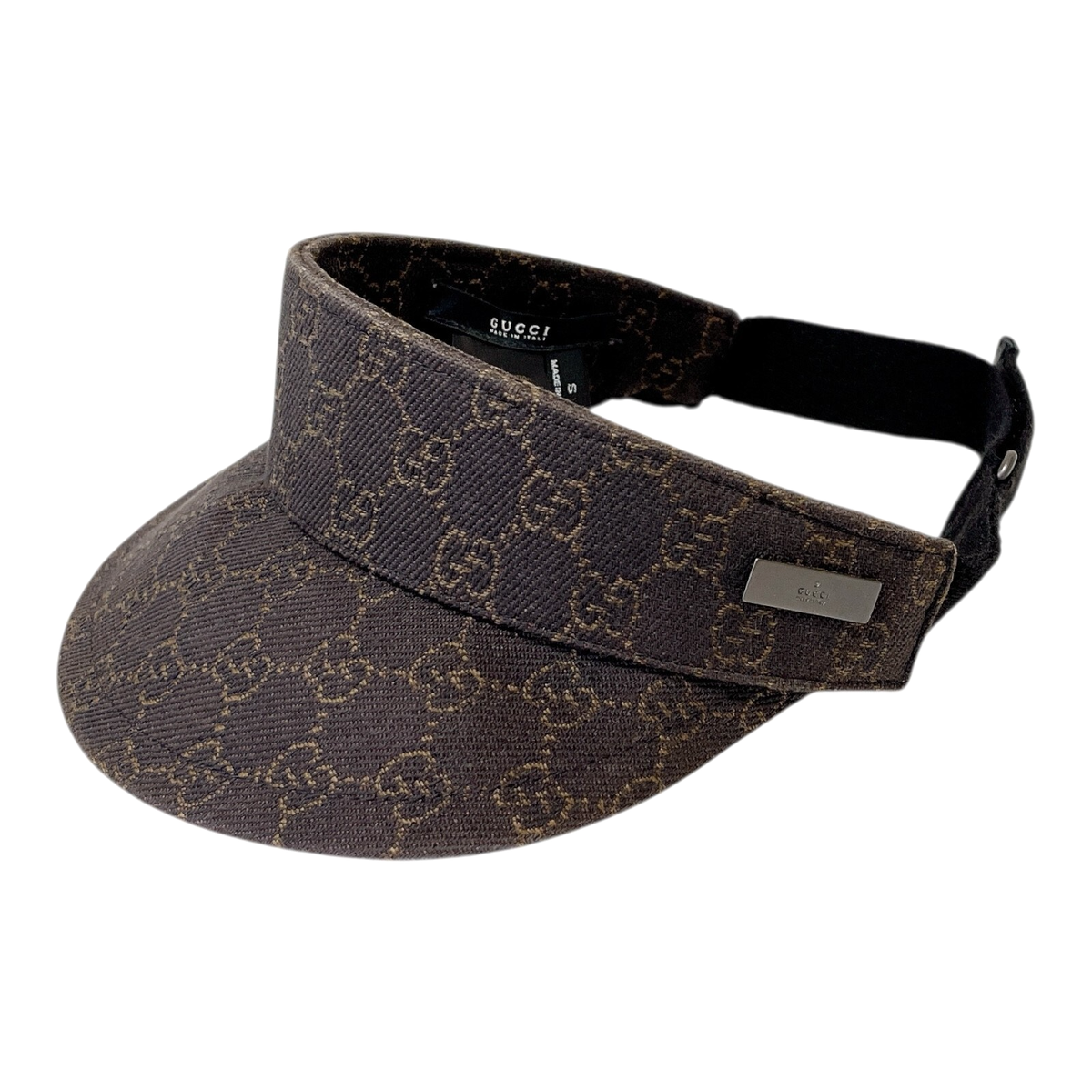 GUCCI Sun Visor GG Supreme Canvas Hat Brown Logo Adjustable Strap