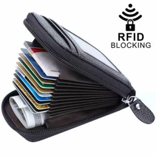 Black Mens Leather Clutch Holder Small RFID Mini Wallet with ID Card Purse US