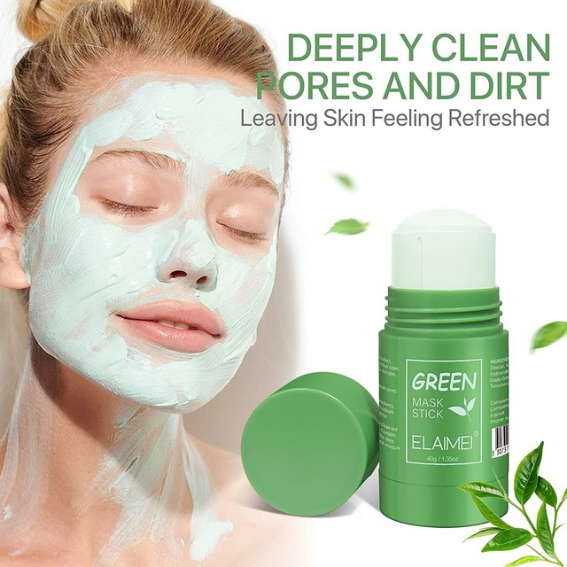 Green Tea Mask Stick Facial Cleansing Oil Acne Blackhead Control Deep