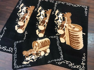 ROMANY WASHABLES MATS 4PC SET GYPSY TOURER SIZES NON SLIP BLACK/BEIGE NEW DESIGN