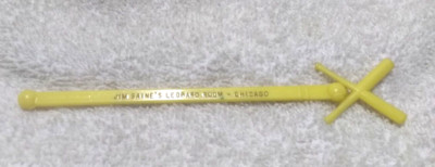 Jim Saine's Leopard Room Chicago Yellow Baseball Swizzle Stick Great Vintage