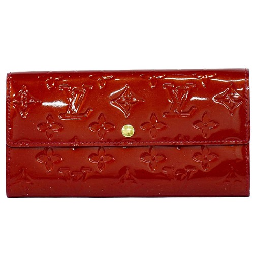 Louis Vuitton Portefeuille Sarah M91739 Monogram Vernis Leather Long Wallet Red