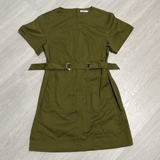 Mini Dress Marcs Size 10 Tina Khaki Military Belted Pockets Short Sleeve Zip