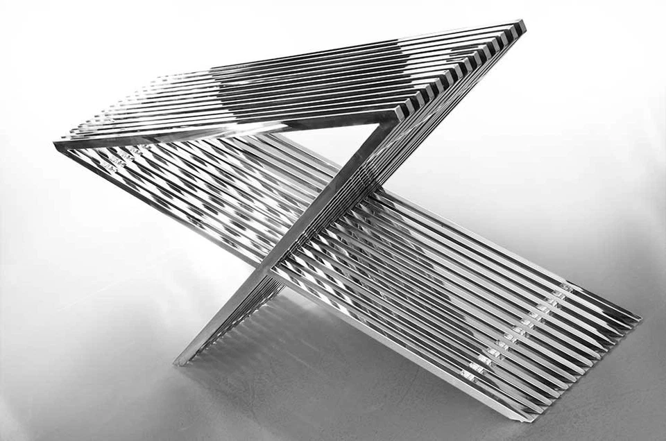 Credenza Consolle Di Lucide Acciaio Inox Unico 40 KG Lunghezza 152 CM Altezza 76 - Immagine 2 di 3