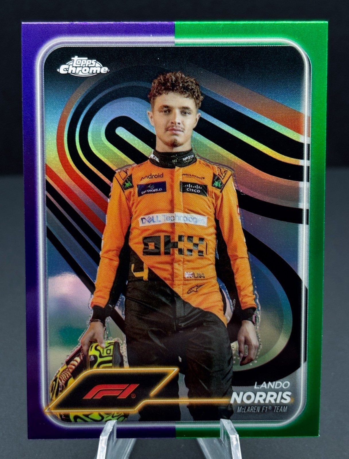 2024 Topps Chrome F1 - F1 Drivers Lando Norris #7 Purple & Green Refractor SP