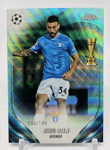 2023-24 Topps Chrome UEFA Club MARIO GILA Aqua Wave Refractor /199 Lazio #93 - Afbeelding 2 van 5