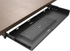 Under-Desk Sliding Keyboard Tray, Metal Pull-Out Drawer, 27"x9.8", Black