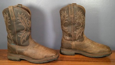 Mens ARIAT Workhog Wide Square Toe H2O Soft Toe Work Boots 13 D