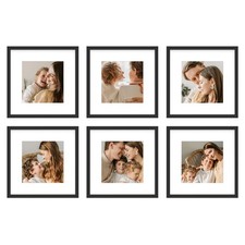 12x12 Picture Frames Set of 6, Displays 8x8 with Mat or 12x12 Without Mat Pho...