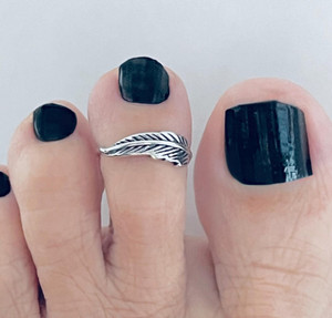 Womens Day Gift Solid Metal Angel Wings / Feather Wings Toe Ring 925 Silver