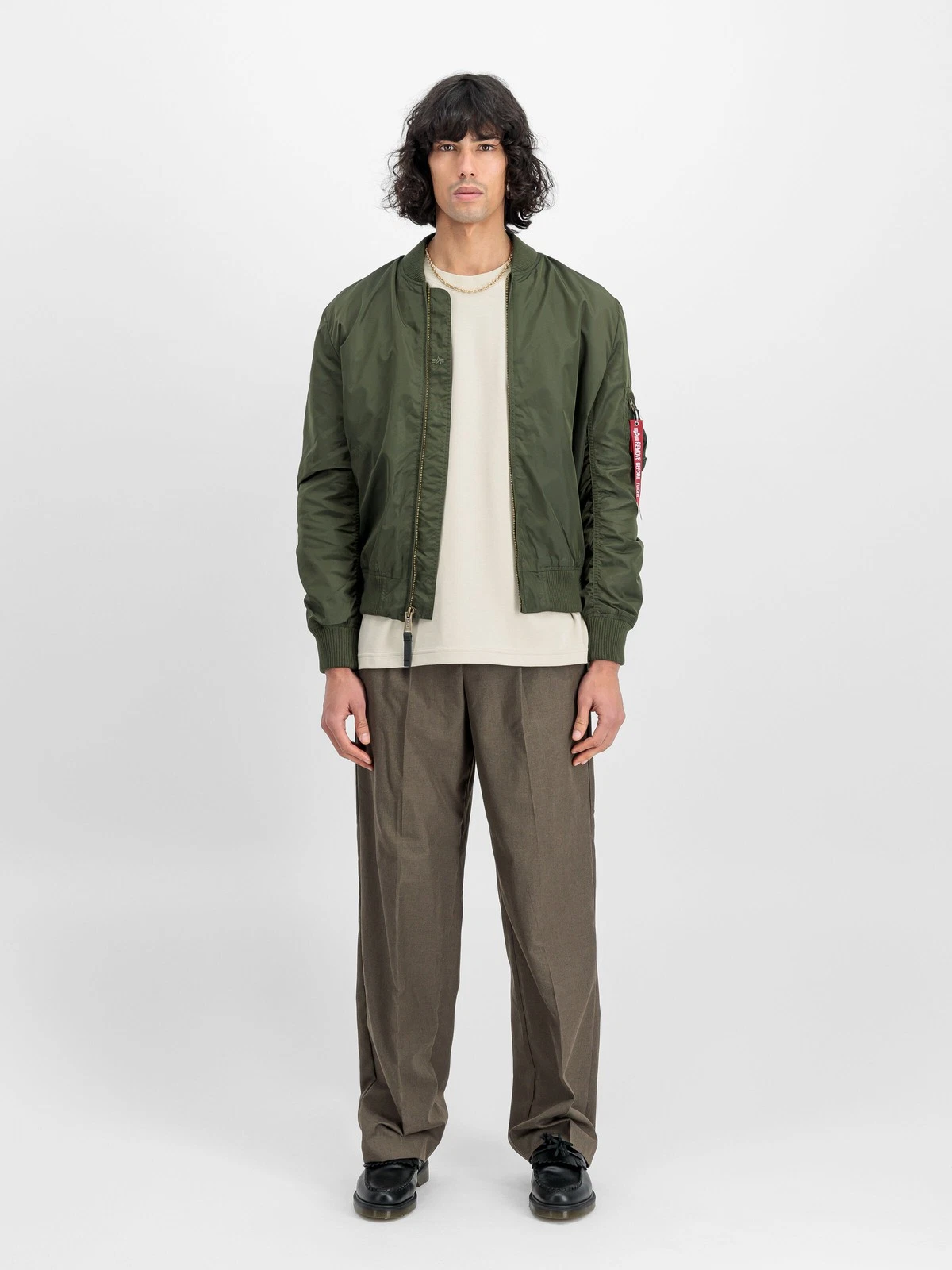 ALPHA INDUSTRIES Light Bomber Jacket MA-1 TT Dark Green Slim Fit BNWT RRP £150