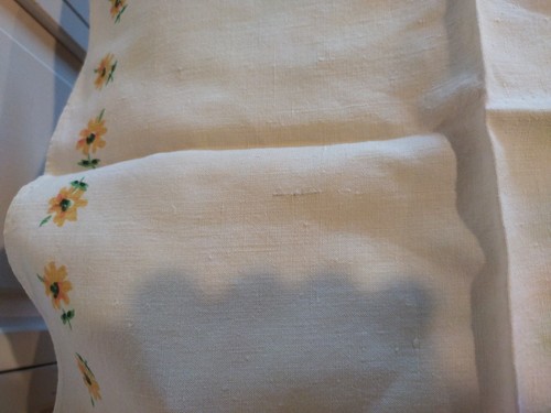 Vintage 12 Linen? Napkins Red Rose Yellow Daisy Green Print 18 "X 17" READ - Picture 5 of 8