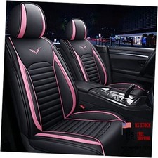 Flying Bird Car Seat Cover Pu Leather Front And Rear Seat Black And Pink