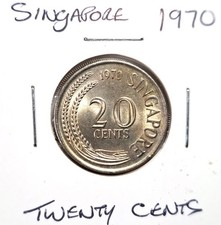 @@@  A SUPERB SINGAPORE 1970 SWORDFISH TWENTY CENTS @@@