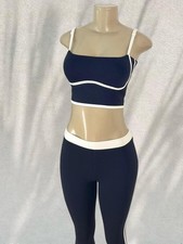 High Cropped Tank and Legging Set in Nocturnal Navy/White   M