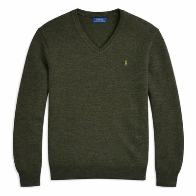 Polo Ralph Lauren Slim Fit Waschbarer Wollpullover Grün HTR L