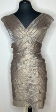 Adrianna Papell Metallic Tiered Sheath Dress Sz 6P Empire Shimmer Iridescent