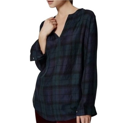 Ann Taylor Loft The Softened Blackwatch Plaid Lightweight Shirt Size Small