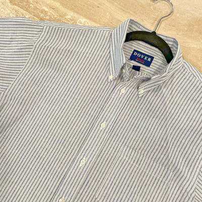 Arrow Dover Oxford Striped Button Down Short Sleeve Shirt 16 Preppy Collegiate