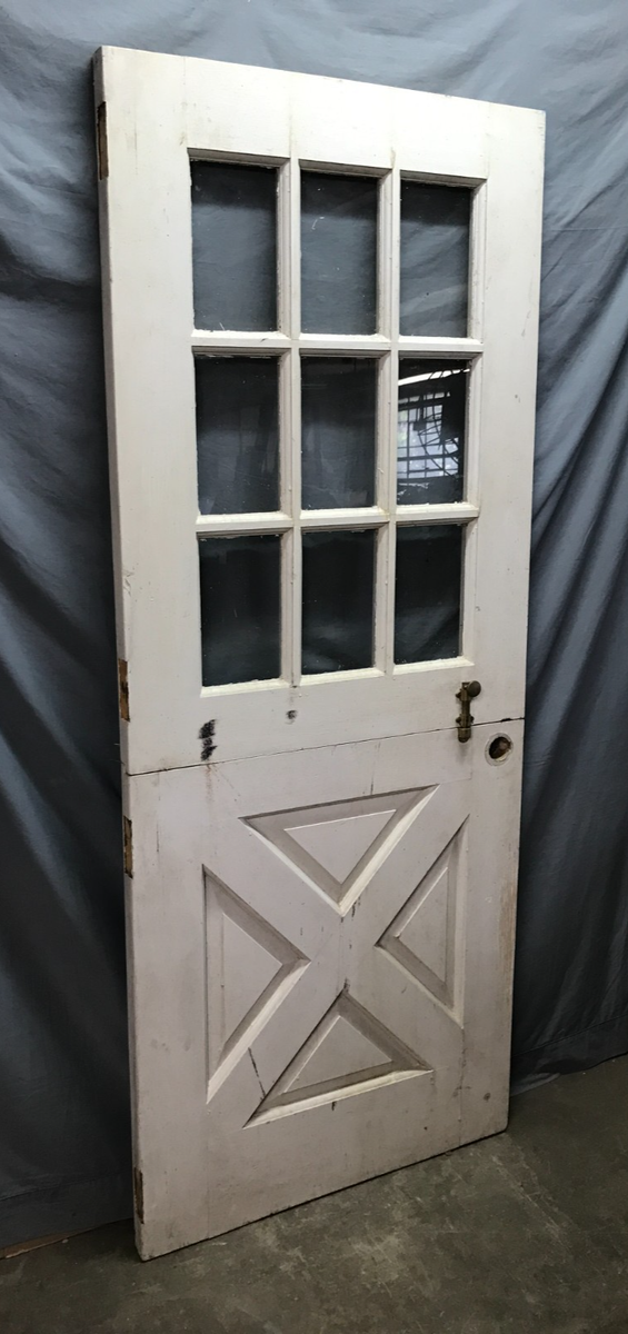 Antique VTG Solid Wood Entryway Shabby Dutch Door 9 Lite 32x78