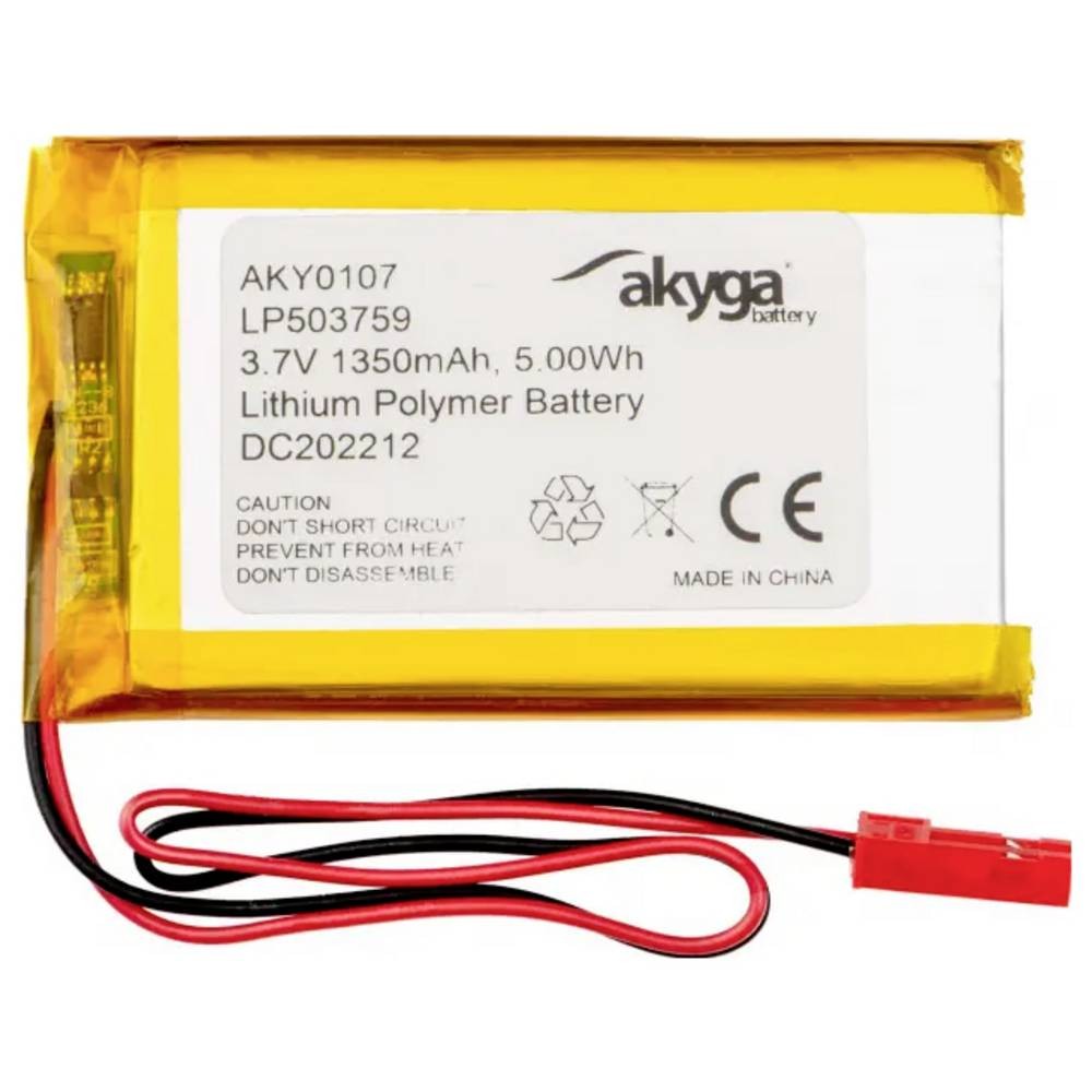 Batterie LiPo 3.7 V 1350 mAh Akyga LP503759 rechargeable pour modélisme